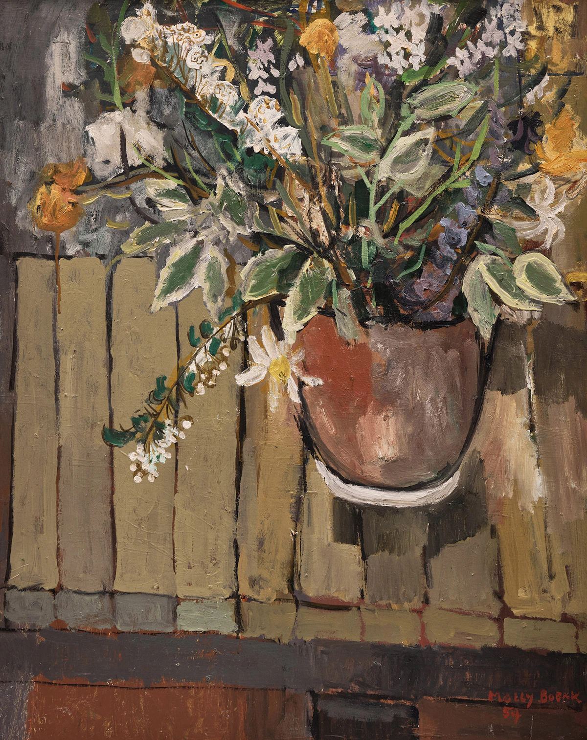 Molly Lamb Bobak, Flowers 4, 1954, oil on board