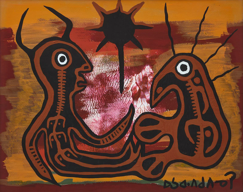 Norval Morrisseau, Ojibway Shaman and Spirit Helper, 1975, acrylic on board