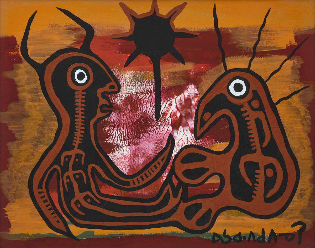 Norval Morrisseau, Ojibway Shaman and Spirit Helper, 1975, acrylic on board