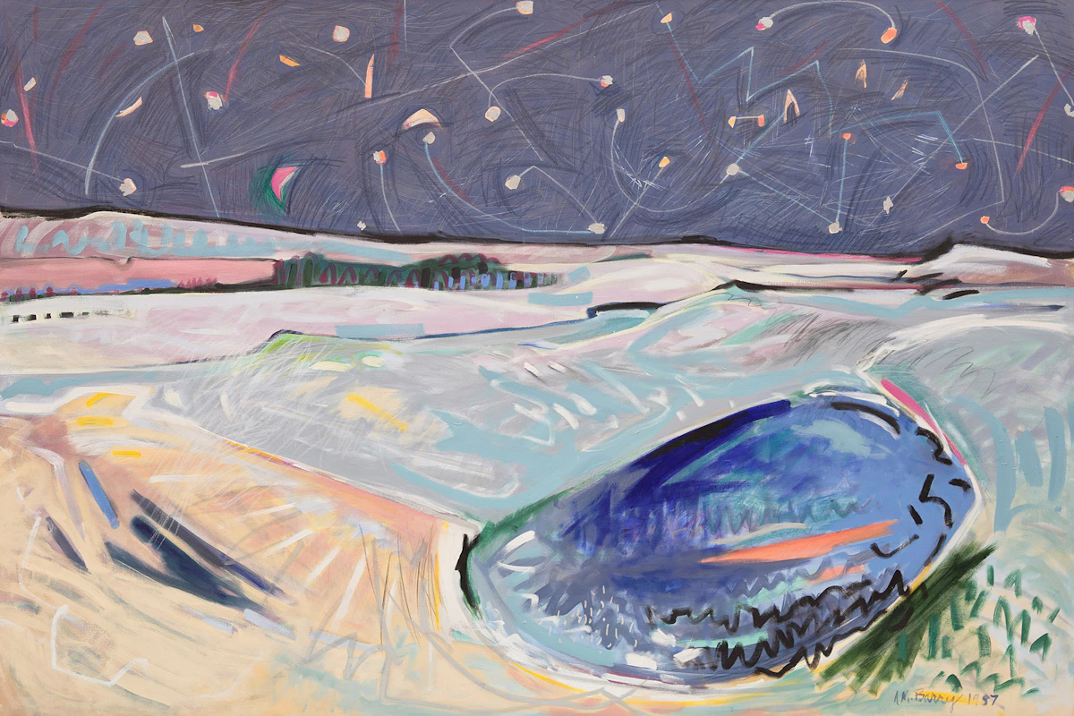 Anne Meredith Barry, Night Walk on the Barens, 1987, acrylic and mixed media on canvas