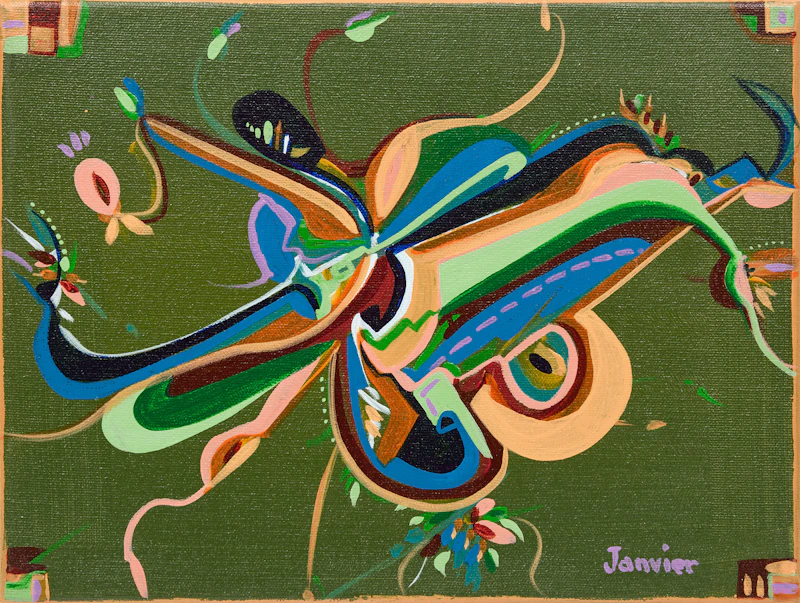 Alex Simeon Janvier, Green Lane, 2023, acrylic on canvas