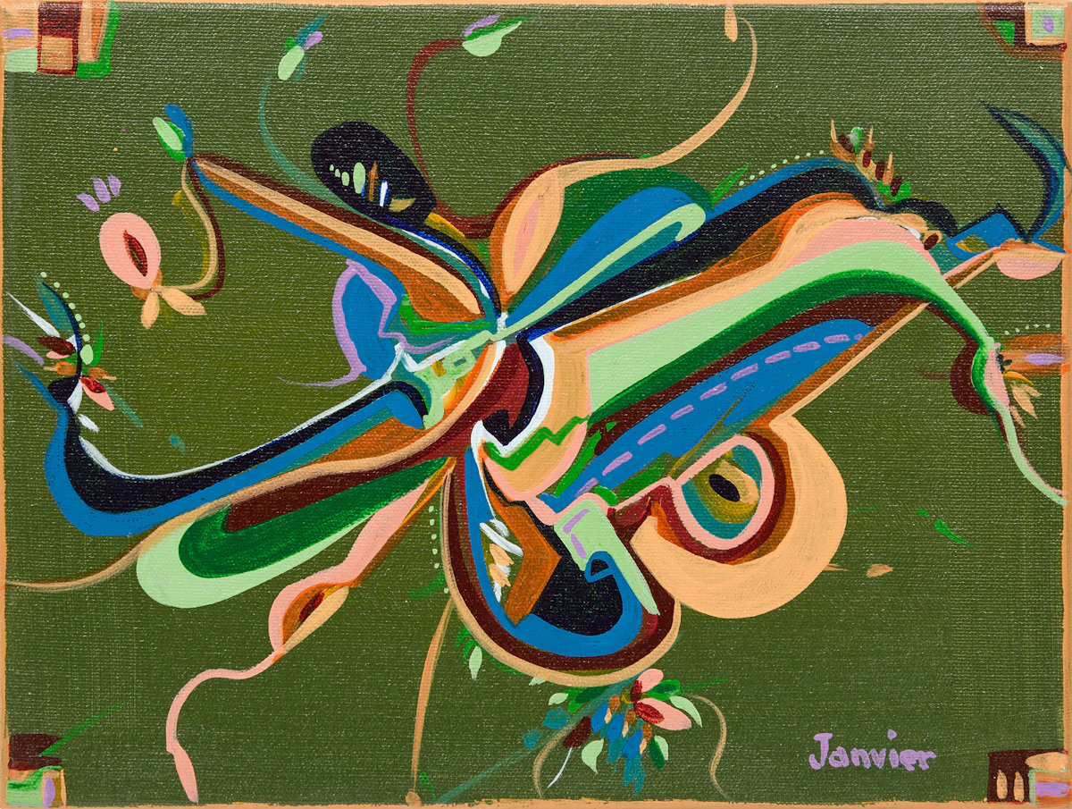 Alex Simeon Janvier, Green Lane, 2023, acrylic on canvas