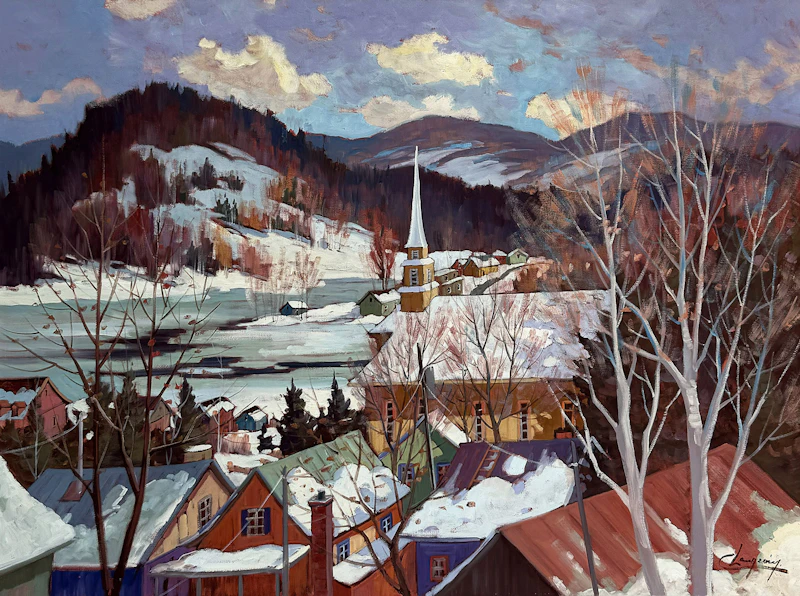 Claude Langevin, Vue sure le lac (Laurentides), oil on canvas