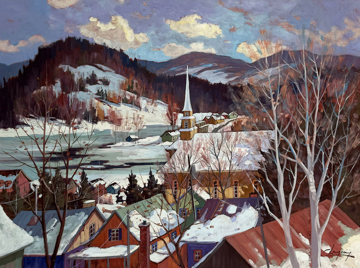Claude Langevin, Vue sure le lac (Laurentides), oil on canvas
