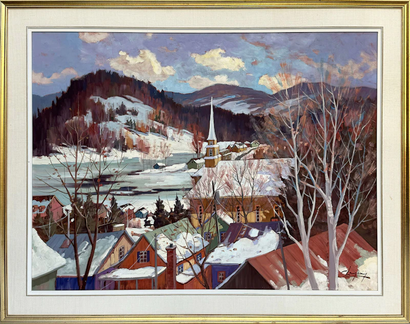 Claude Langevin, Vue sure le lac (Laurentides), oil on canvas - view 2