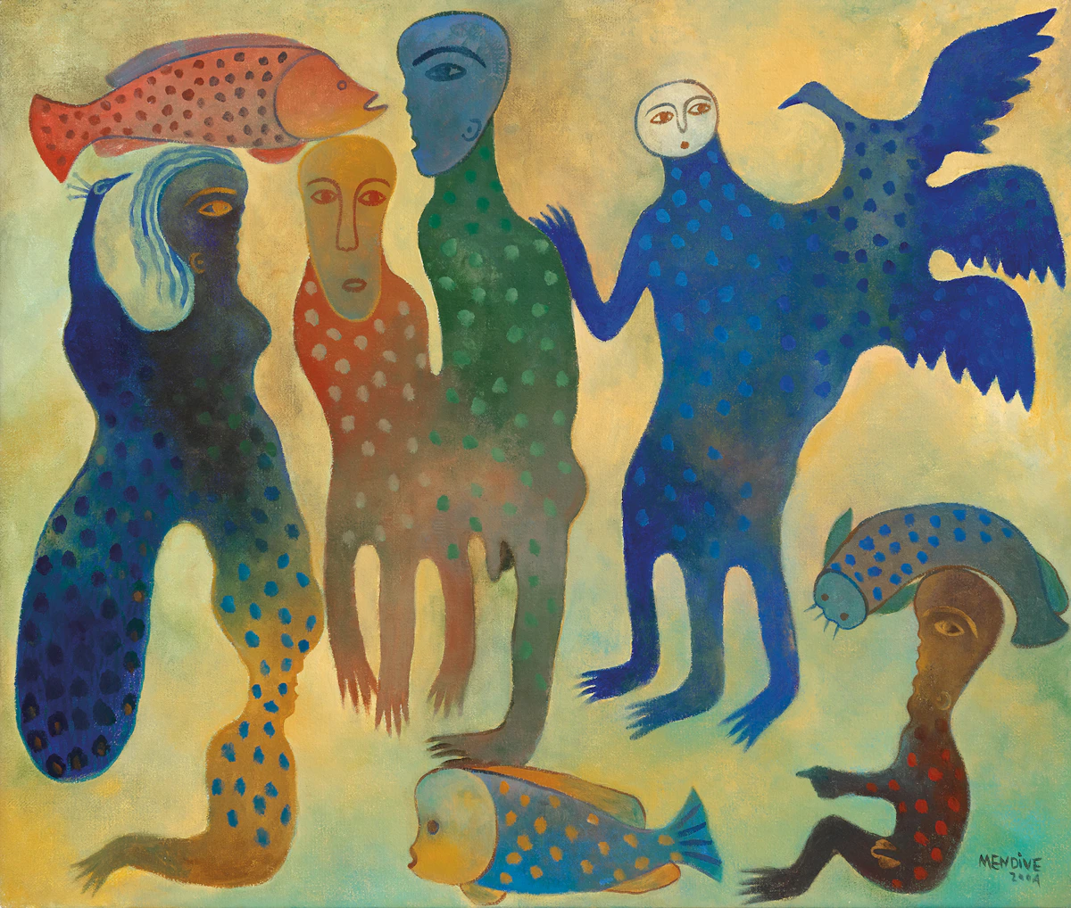 Manuel Mendive, El pez de oshún, 2004, acrylic on canvas