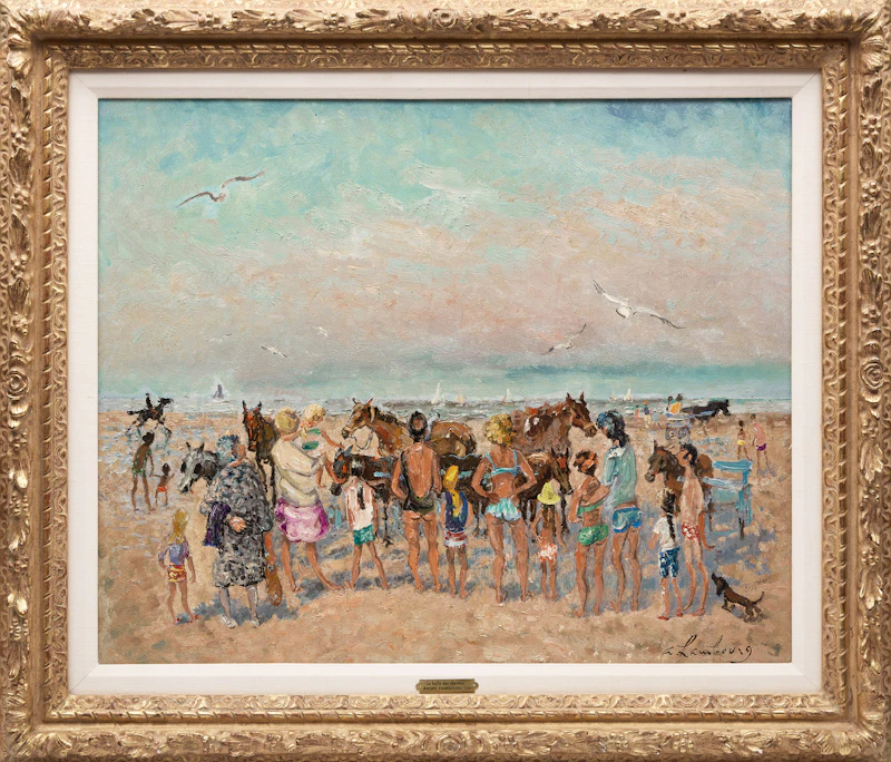 André Hambourg, Le halte des chevaux, oil on canvas - view 2