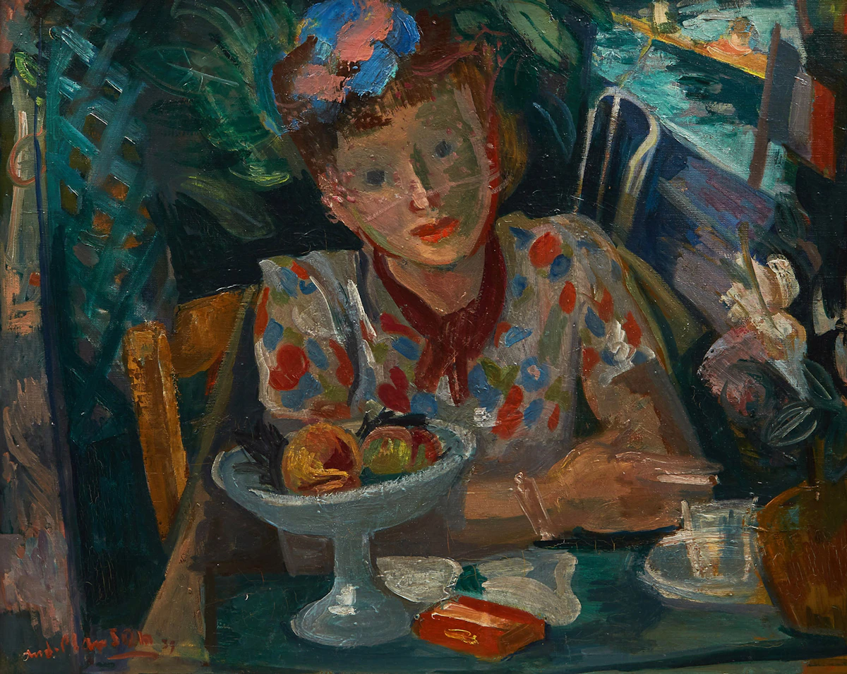 André Planson, Femme à table, oil on canvas, 1939