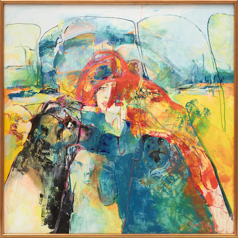 Ger Jansen, Woman in Red and Blue, oil on canvas, 1987 - view 2