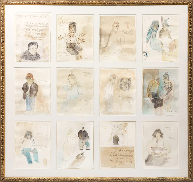 José Luis Cuevas, La clases de dibujo, watercolour and collage, 1973 - view 2
