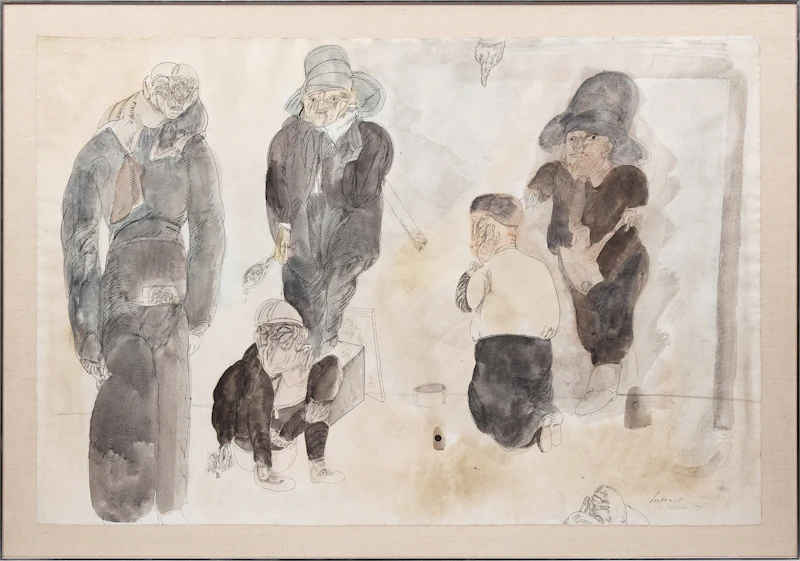 José Luis Cuevas, Hermanos de la caridad, ink and watercolour, 1973 - view 2