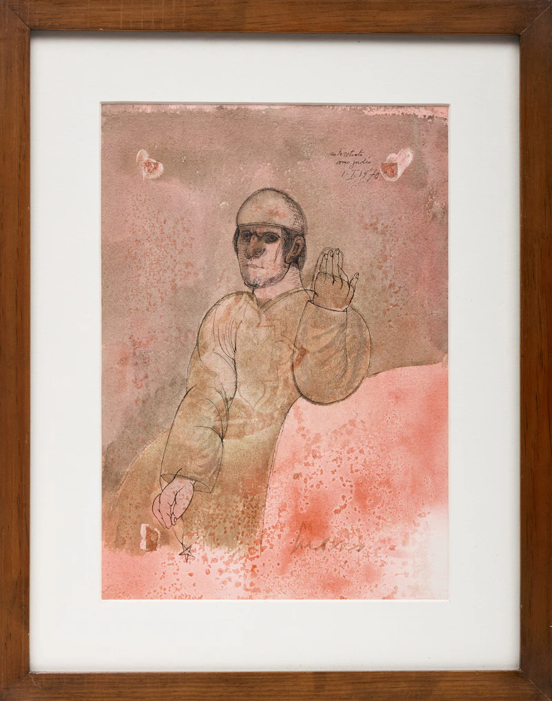 José Luis Cuevas, Two Studies: Autoretrato con señas particulares and Autorretrato como judio, two mixed media works - view 2