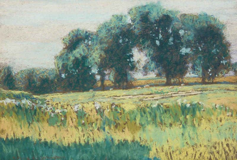 Frank Hans Johnston, Pastoral, pastel on paper