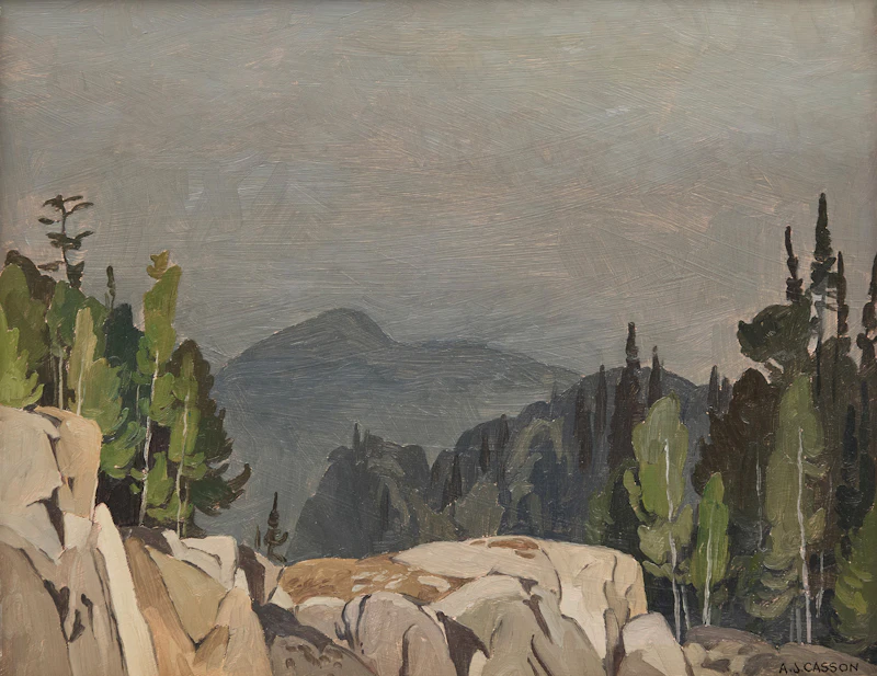 Alfred Joseph Casson, Grey Day, Whitefish Falls, oil on board