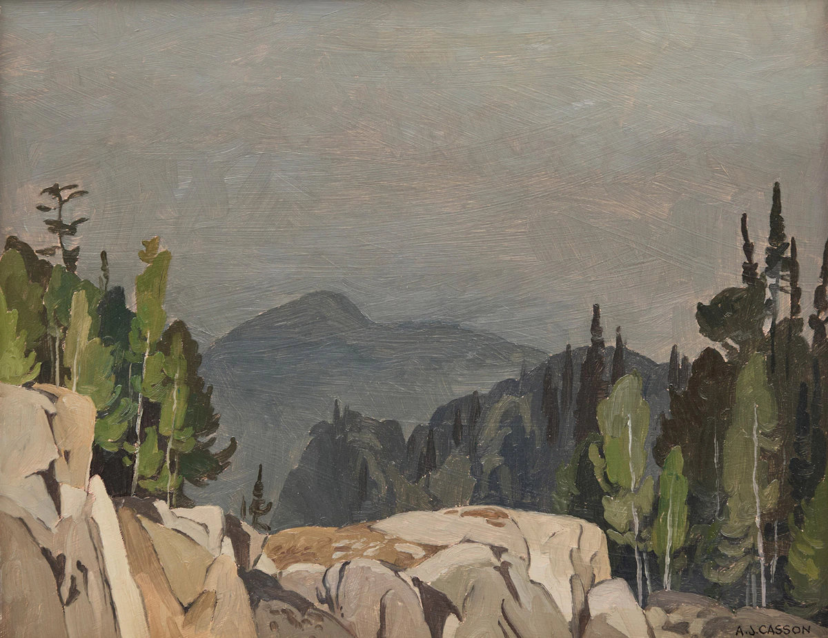 Alfred Joseph Casson, Grey Day, Whitefish Falls, oil on board, circa 1966