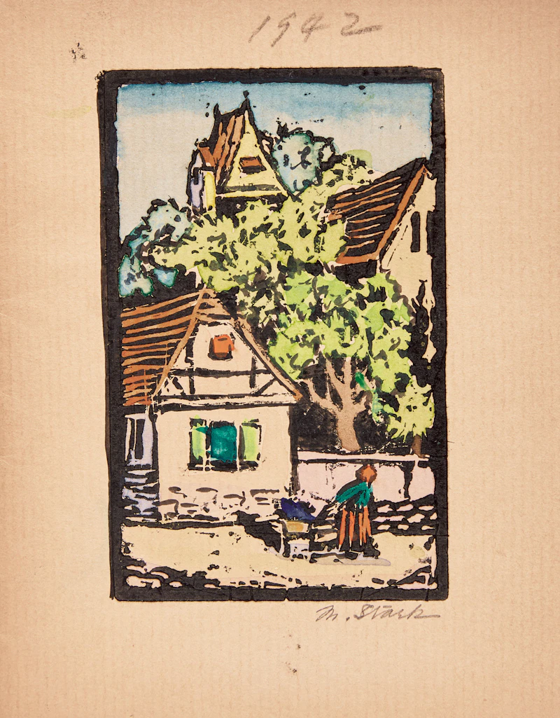 Muriel Stark, Assorted Cards, Prints & Originals, nine prints with hand colouring and two pencil, ink and watercolour drawings - view 3