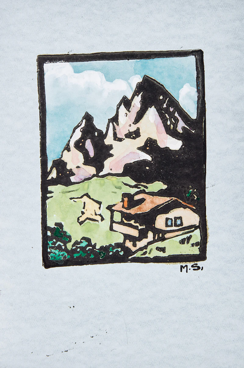 Muriel Stark, Assorted Cards, Prints & Originals, nine prints with hand colouring and one pencil, ink and watercolour drawing, circa 1945 - view 3