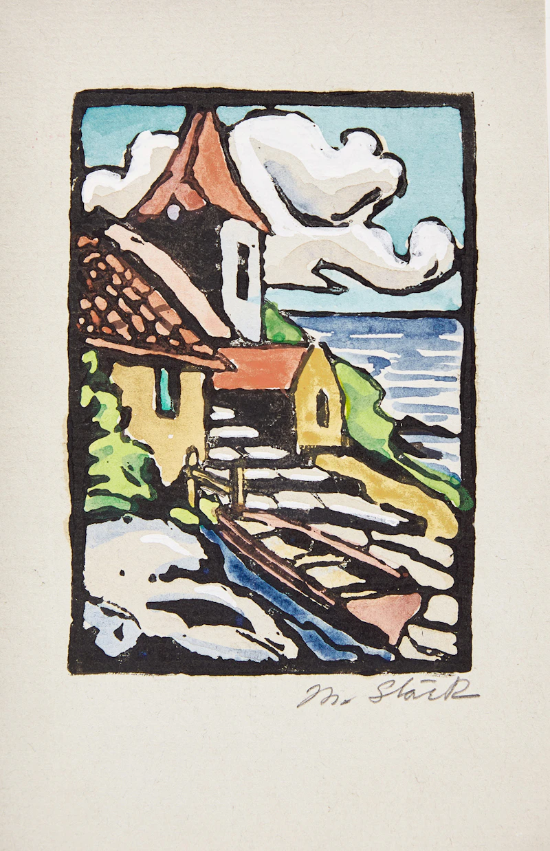 Muriel Stark, Assorted Cards, Prints & Originals, nine prints with hand colouring and one pencil, ink and watercolour drawing, circa 1945 - view 4