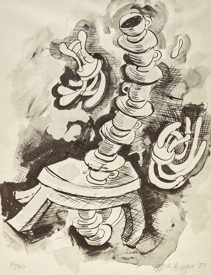 John MacGregor, Untitled (Stack of Cups), lithograph