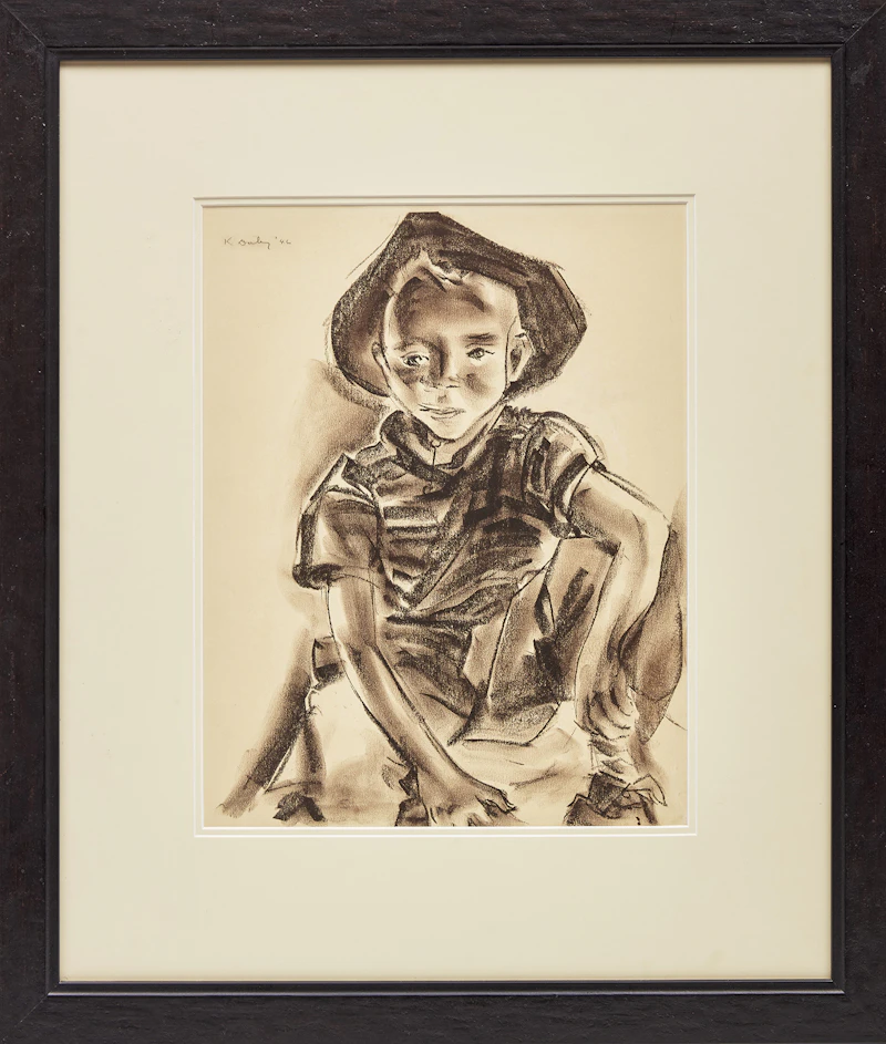 Kathleen Frances Daly Pepper, Portrait of a Young Boy, 1946, charcoal - view 2