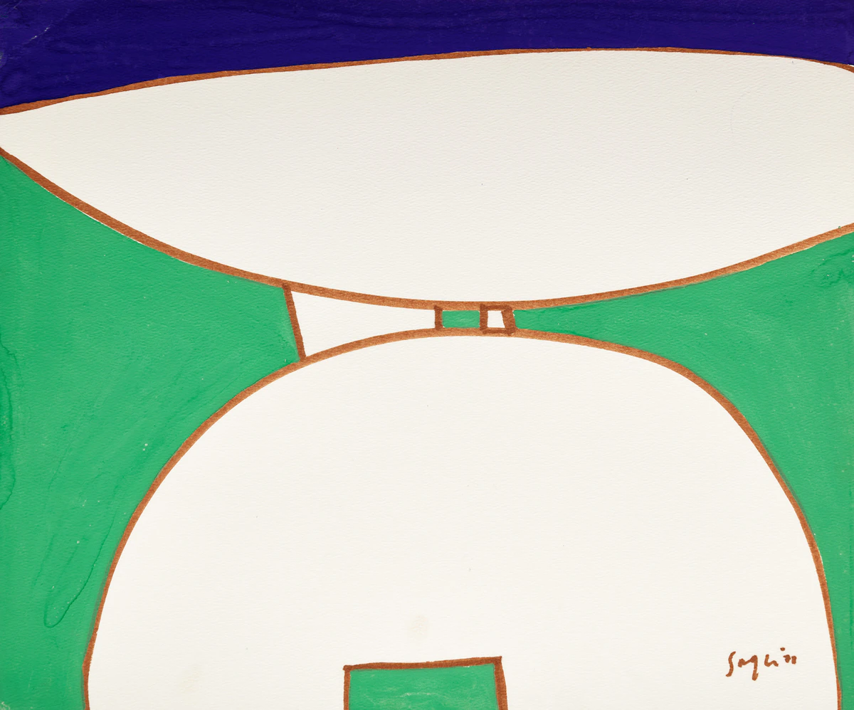 Peter Winchell Sager, Four Untitled Abstracts, four gouache and inks on paper
