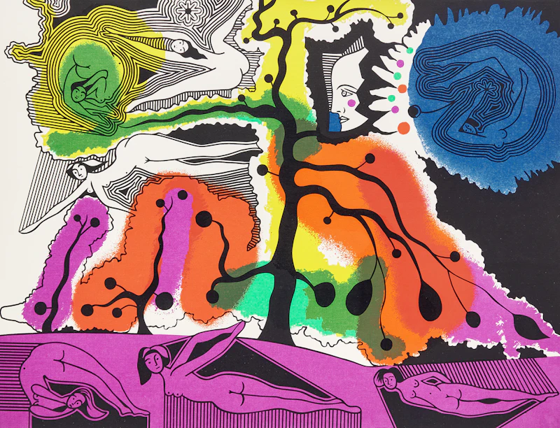 Alfred Pellan, Voltige d'automne, colour serigraph