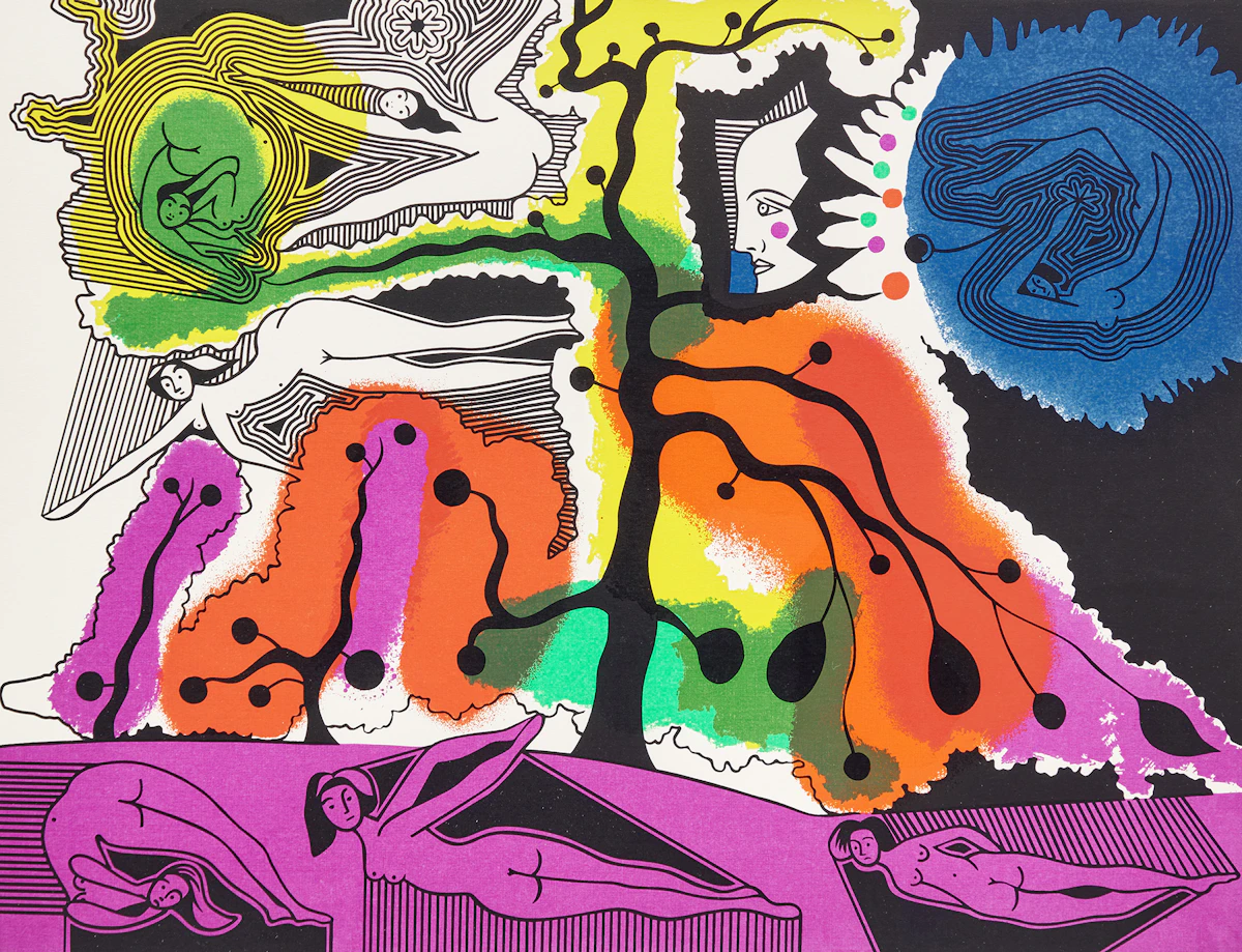 Alfred Pellan, Voltige d'automne, colour serigraph, 1974