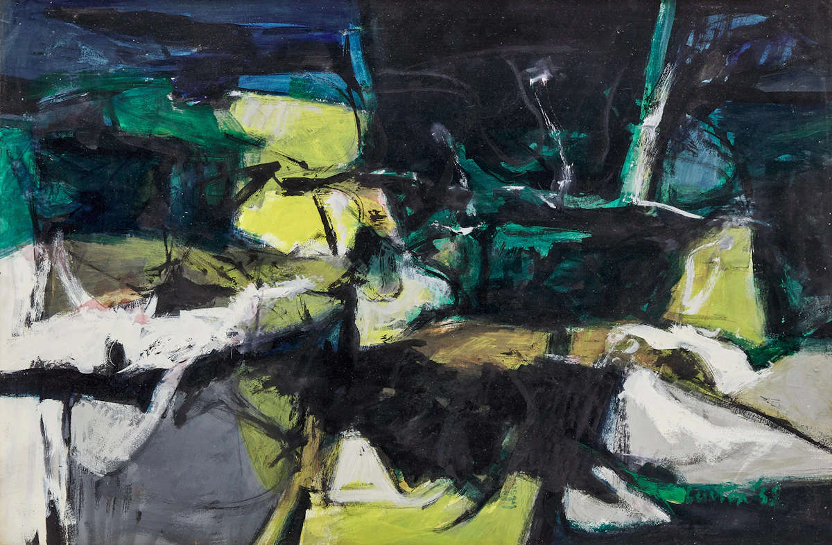 Dennis Eugene Norman Burton, West Shore, 1958, ink, casein and oil glazes on illustration board