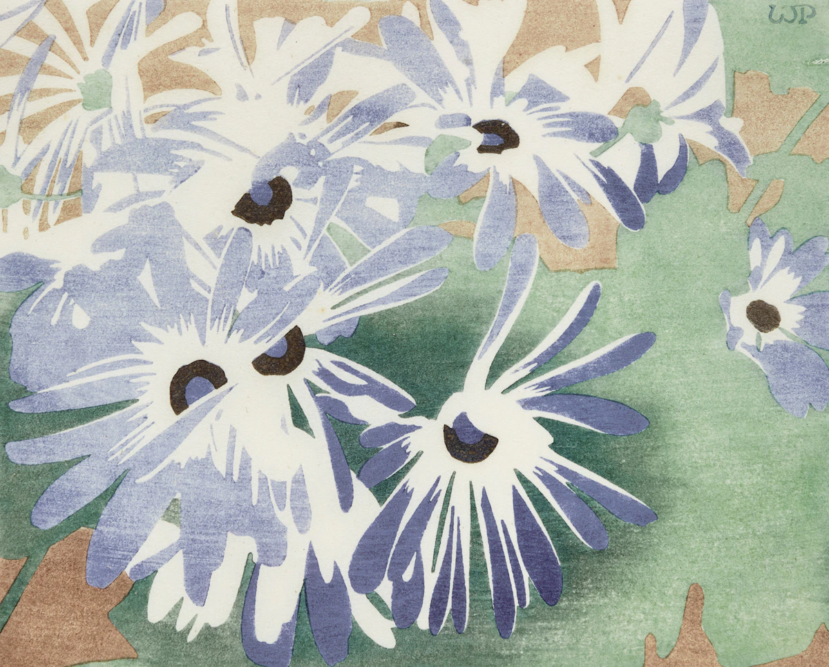 Walter Joseph Phillips, Cineraria, 1928, colour woodcut