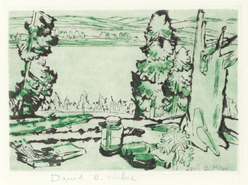 David Brown Milne, Painting Place, drypoint in colours, 1931 - view 1