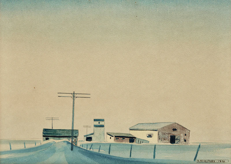 Robert N. Hurley, Prairie Road, watercolour