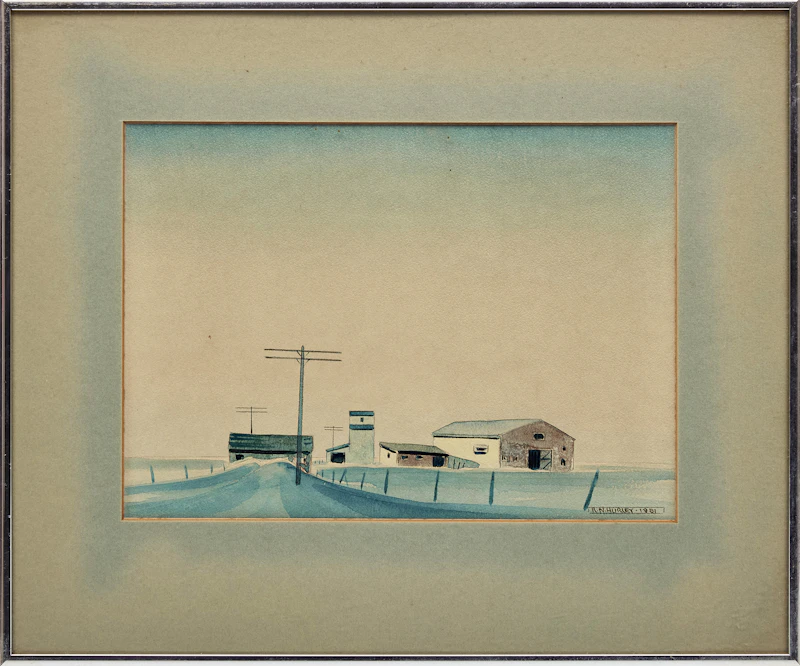 Robert N. Hurley, Prairie Road, watercolour, 1951 - view 2