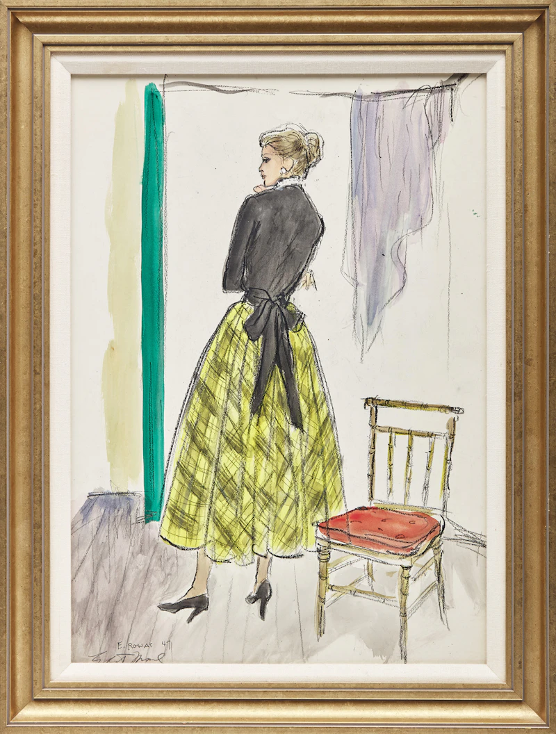 Evelyn Rowat, Untitled (Female Figure and Chair), 1947, pencil and watercolour - view 2