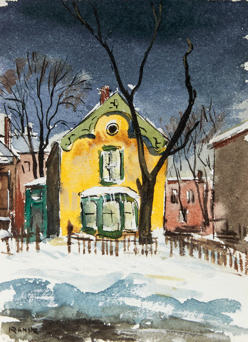 Albert Jacques Franck, The Yellow House, watercolour - view 1