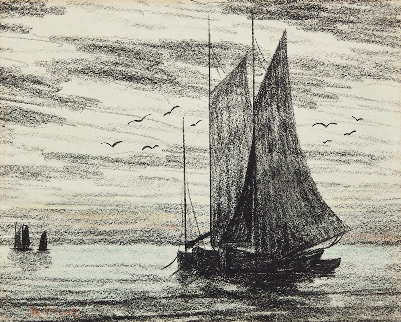 Robert Wakeham Pilot, A Seascape, charcoal and pastel - view 1