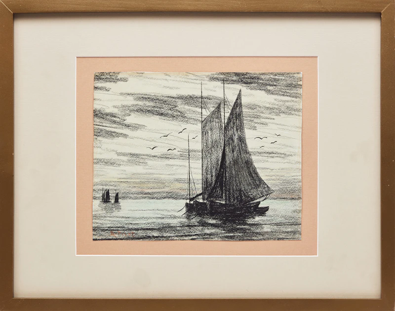 Robert Wakeham Pilot, A Seascape, charcoal and pastel - view 2