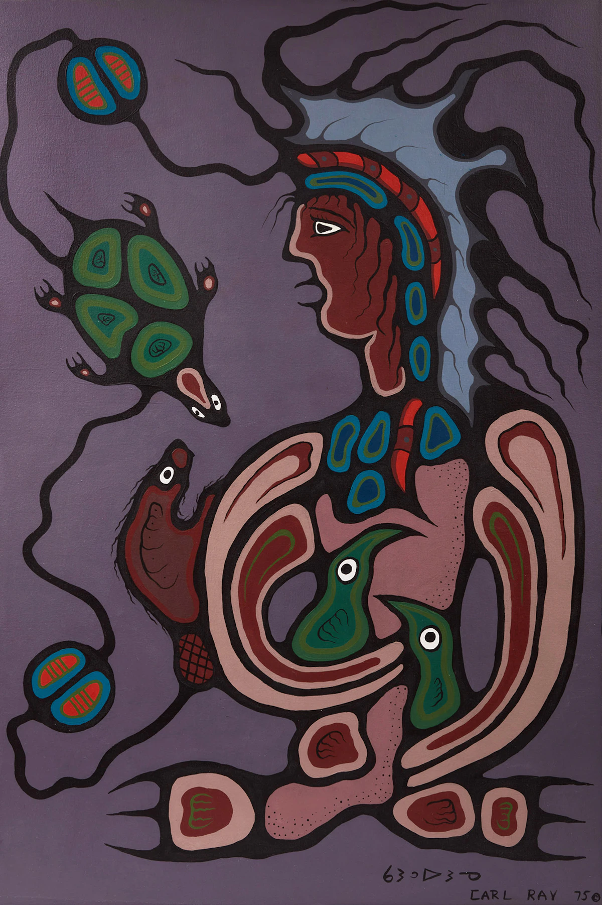 Carl Ray, Shaman and Animals, 1975, oil on canvas