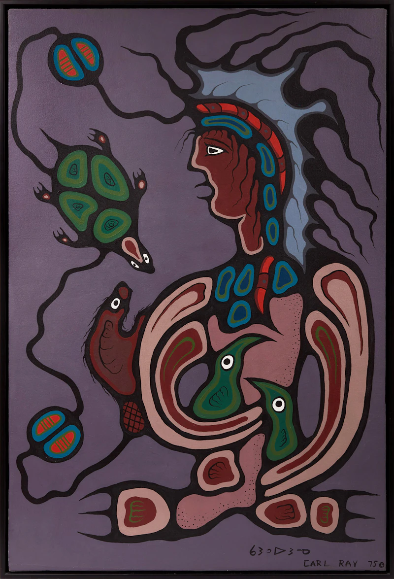 Carl Ray, Shaman and Animals, 1975, oil on canvas - view 2