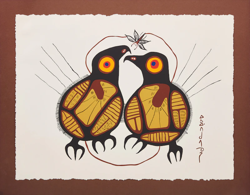 Norval Morrisseau, Serenity (Two Birds and A Butterfly), colour screenprint - view 2