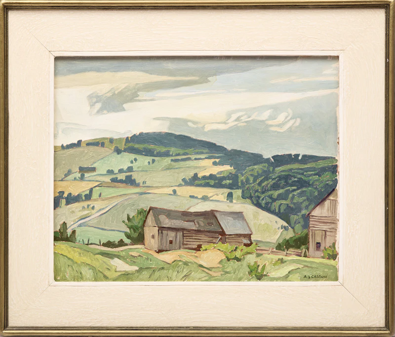 Alfred Joseph Casson, Farmland in the Madawaska Valley Near Palmer Rapids, circa 1966, oil on board - view 2