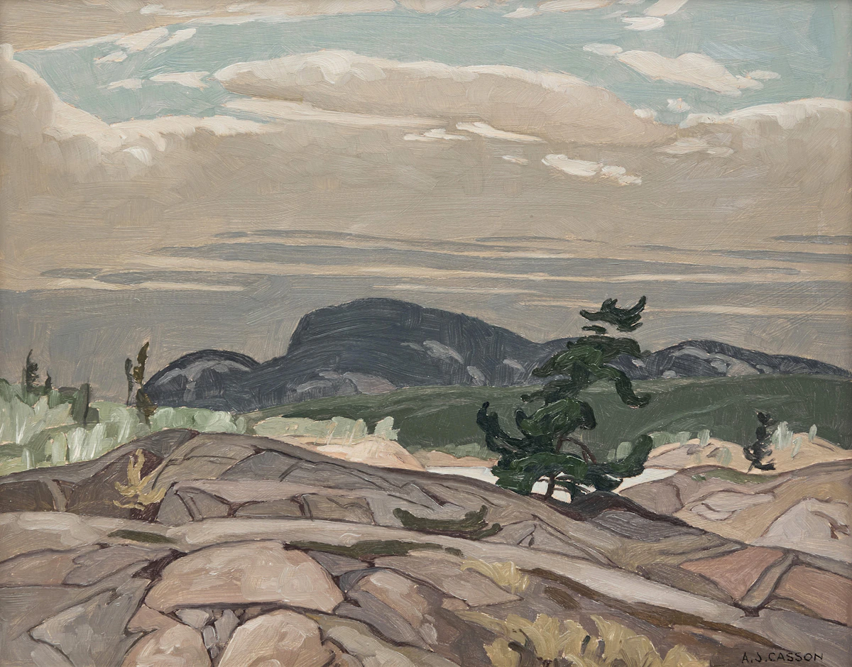 Alfred Joseph Casson, In the Cloche Hills, Whitefish Falls, oil on board, circa 1966