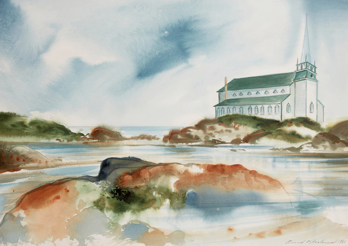 David Lloyd Blackwood, St. Luke's Church, Newtown, watercolour, 1986