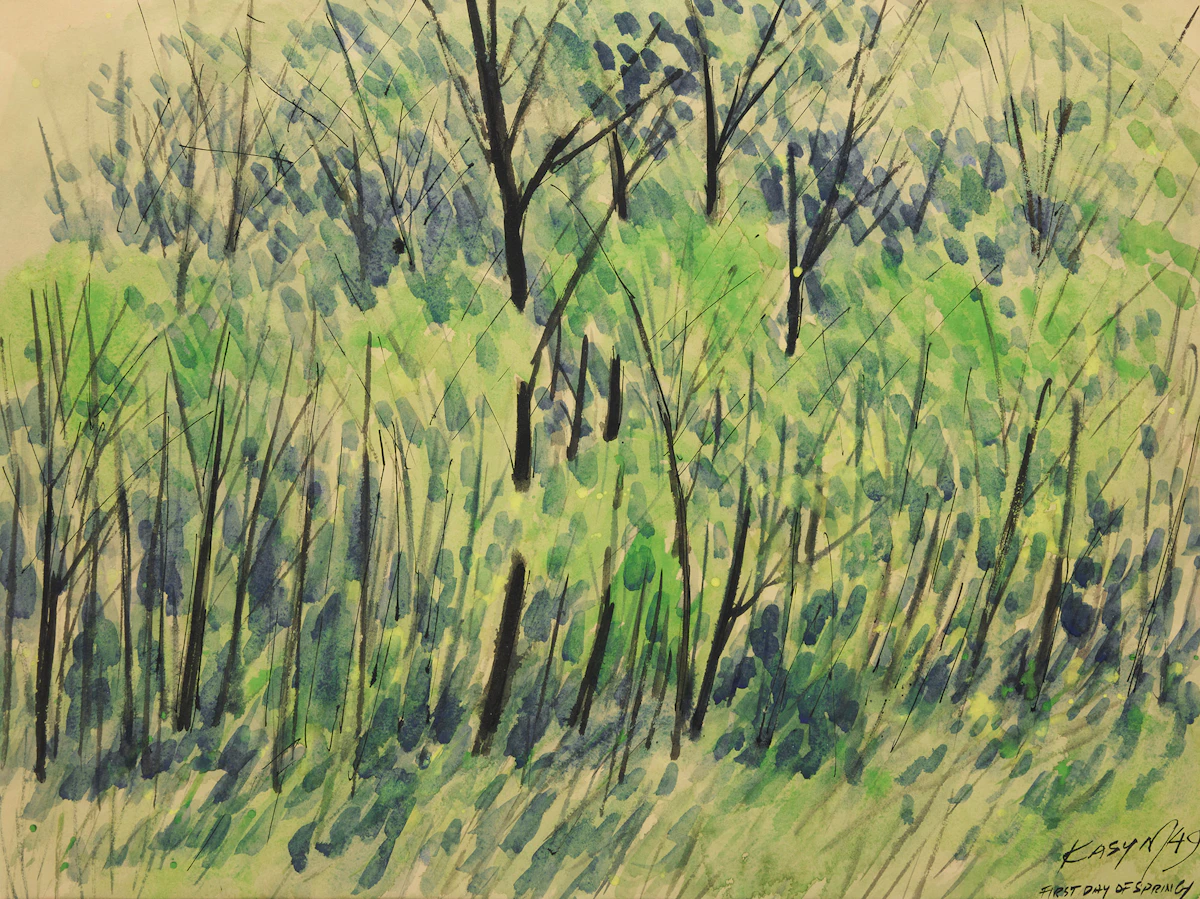 John Kasyn, First Day of Spring, watercolour, 1949