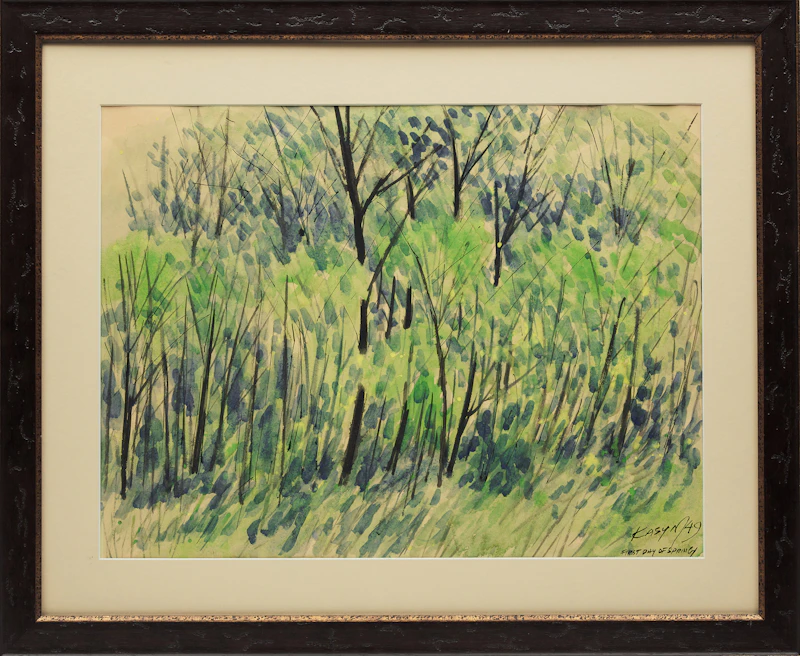 John Kasyn, First Day of Spring, watercolour, 1949 - view 2
