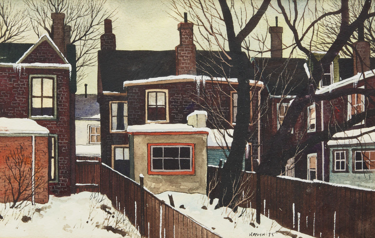 John Kasyn, Back of Borden St., watercolour, 1975