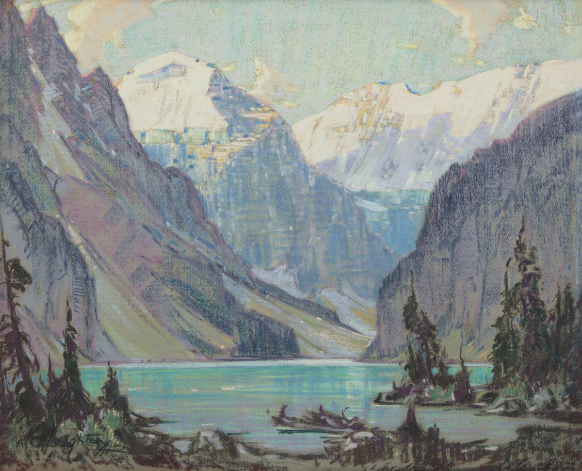Alfred Crocker Leighton, Untitled (Mountain Landscape), pastel