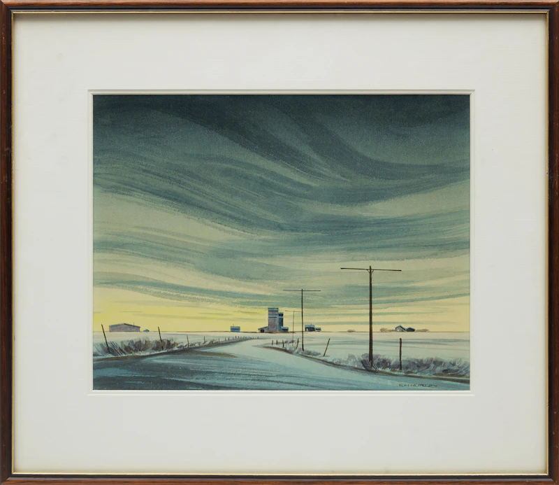 Robert N. Hurley, Winter Prairie Landscape, watercolour - view 2