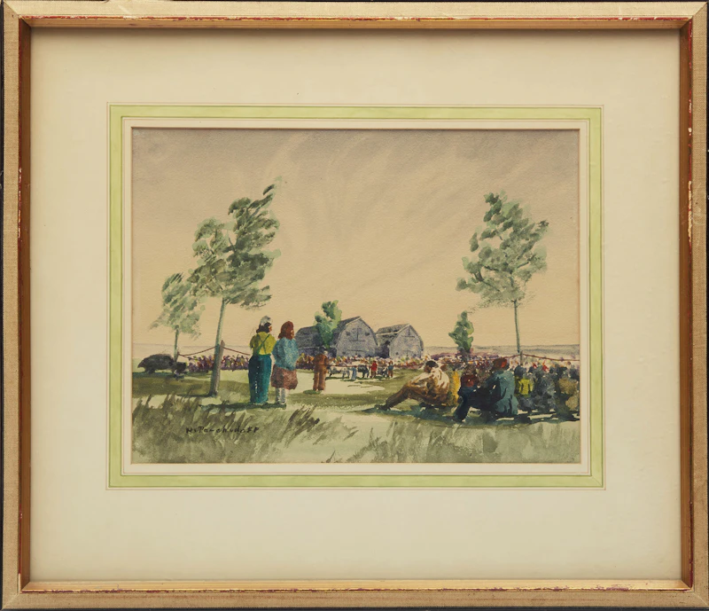 William Perehudoff, Farm Gathering, watercolour - view 2