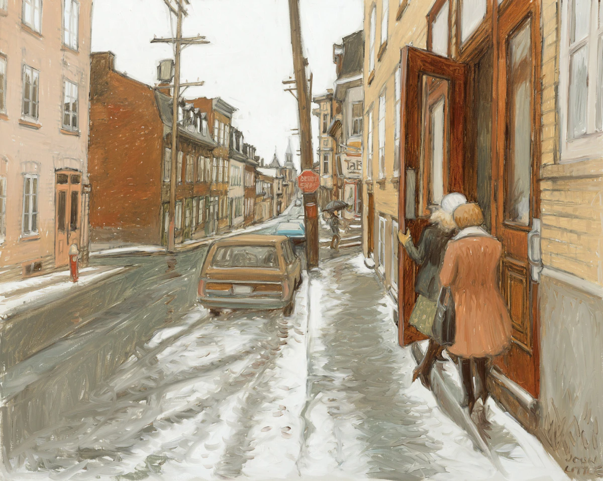 John Little, Un dimanche humide, Rue St. Olivier, Quebec, 1983, oil on canvas
