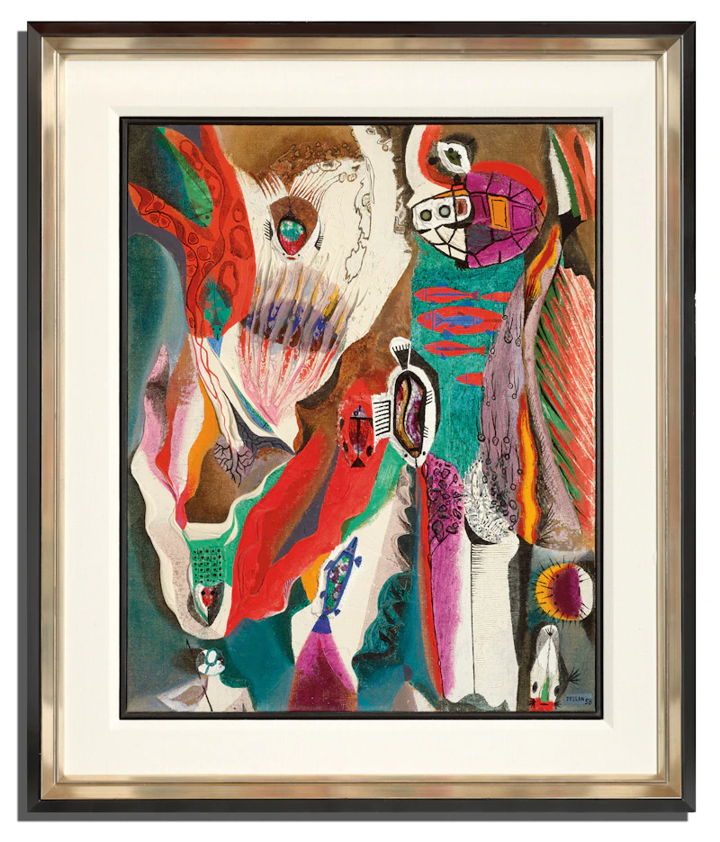 Alfred Pellan, Chasse sous-marine, 1958, oil and silica on board - view 2
